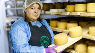 woman making cheese