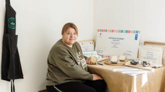 woman sitting at table